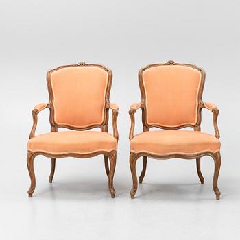 A pair of rococo armchairs, mid 18th Century.