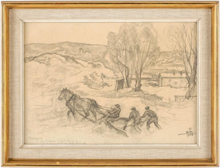 ACKE ÅSLUND, teckning, signerad och daterad 1950.