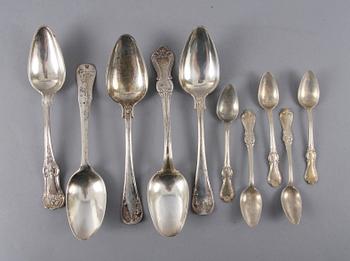 MAT- resp. TESKEDAR, 5+5. Silver, 1700/1800-tal.