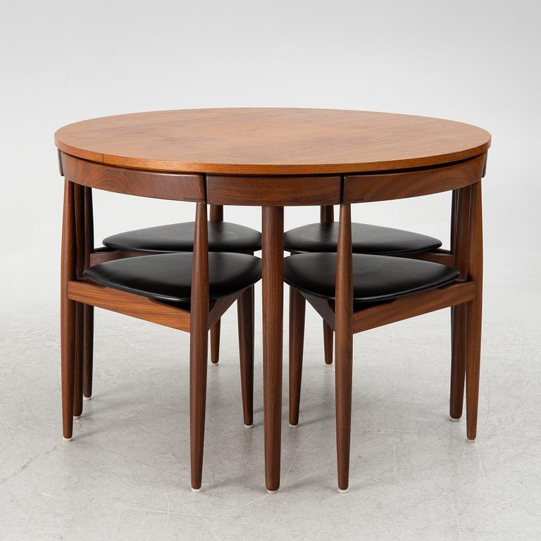Hans Olsen, a dining table and four chairs, Frem Røjle, Denmark, 1950's.