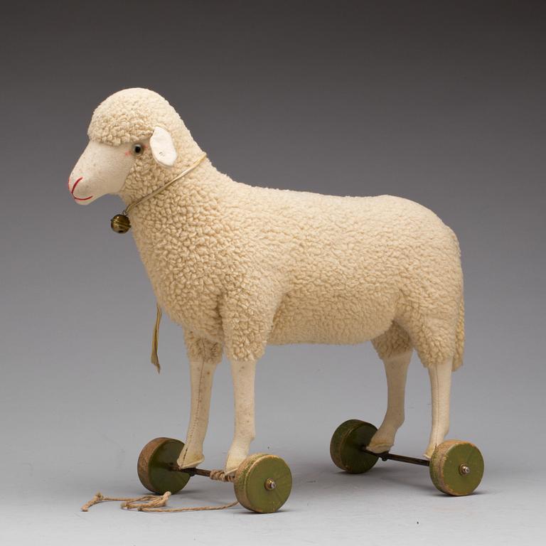 LAMM PÅ HJUL, Steiff, Tyskland, 1920-tal.