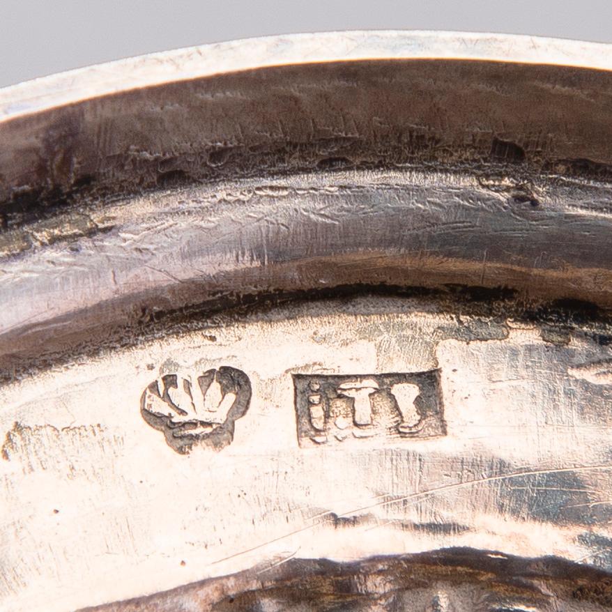 SALTKAR, ett par, silver, empire, Johan Tallberg (Lovisa 1807-1831). Vikt 192 g.