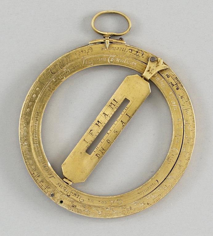 An equinoctial ring dial by H. Sneewins, Holland, late 17th century.