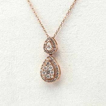 Pendant, 14K rose gold with brilliant-cut diamonds.