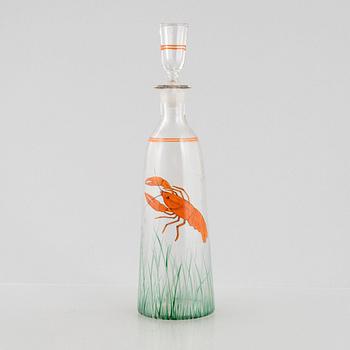 Two crayfish bowls, along with serving utensils and a carafe, late 19th to first half of the 20th Century.