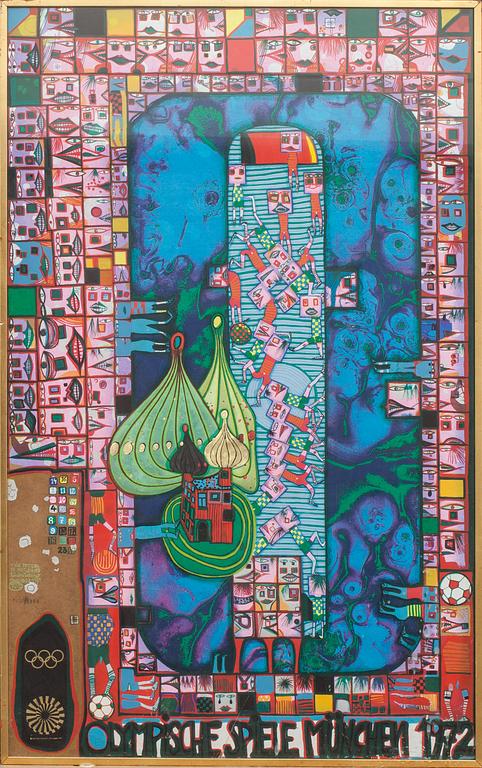 FRIEDENSREICH HUNDERTWASSER, färgserigrafi, signerad  och numrerad 3673/3999.