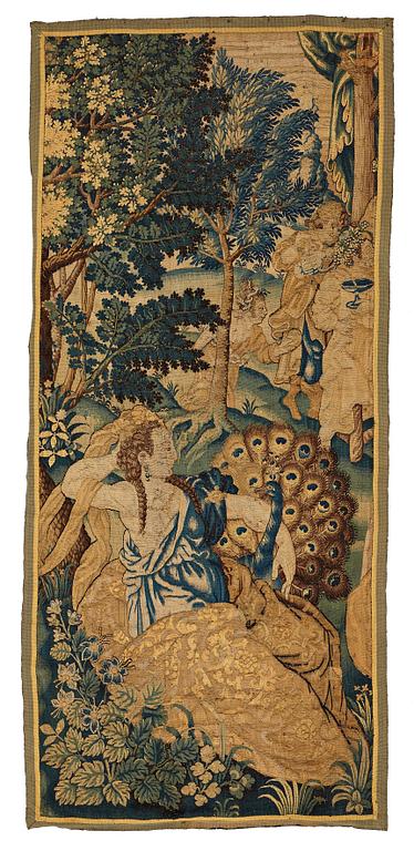 A TAPESTRY FRAGMENT, tapestry weave, ca 256,5 x 115 cm, Flanders/France the 17th century.