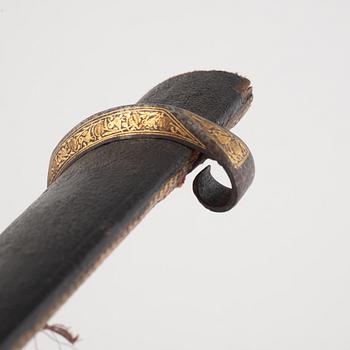 Quama Persian, 19th century. Straight blade. Signature and decoration in gold. Hilt wit...