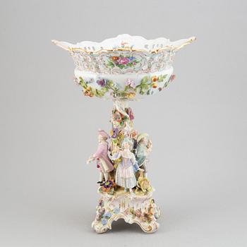 A large pocelain centerpiece, late 19th century. Meissen like mark.