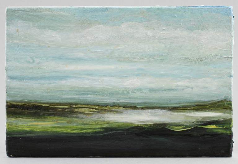 CECILIA HAUPT, olja på träkloss, signerad.