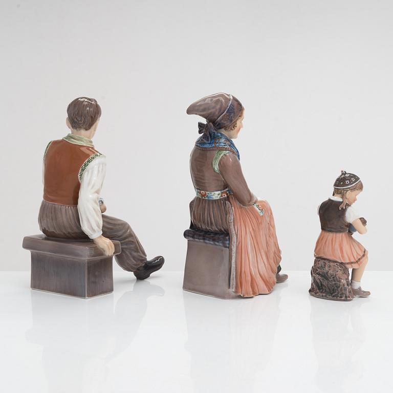 Three Dahl Jensen porcelain figurines, Denmark, mid-20th century.