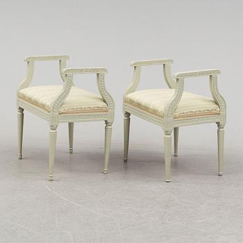 A pair of Gustavian stools, late 18th Century.