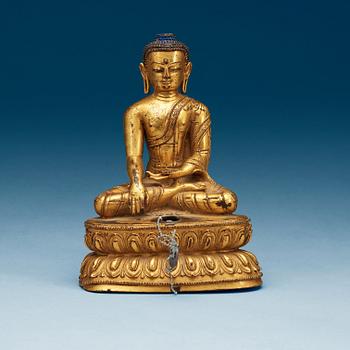 BUDDHA, förgylld brons. Qing dynastin (1644-1911).