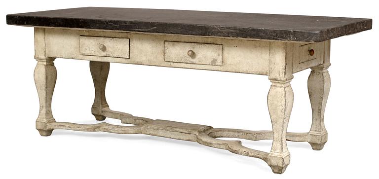 A Swedish stone top table dated 1869.