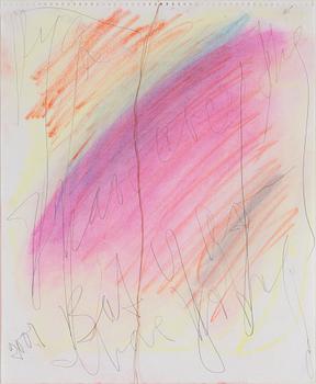 EDDIE FIGGE, pastel and assemblage, signed and dated 2001.