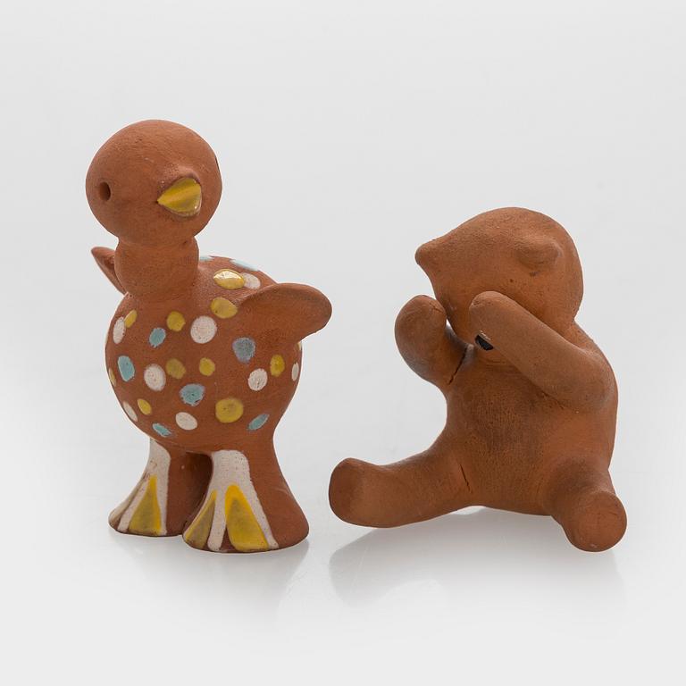 Marita Lybeck, Two red clay figurines, signed ML.