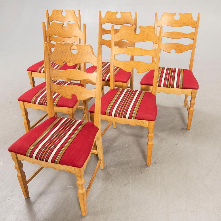 A Henning Kjaernulf, 1960s 7 pcs oak dining set, EG Möbler Danmark.