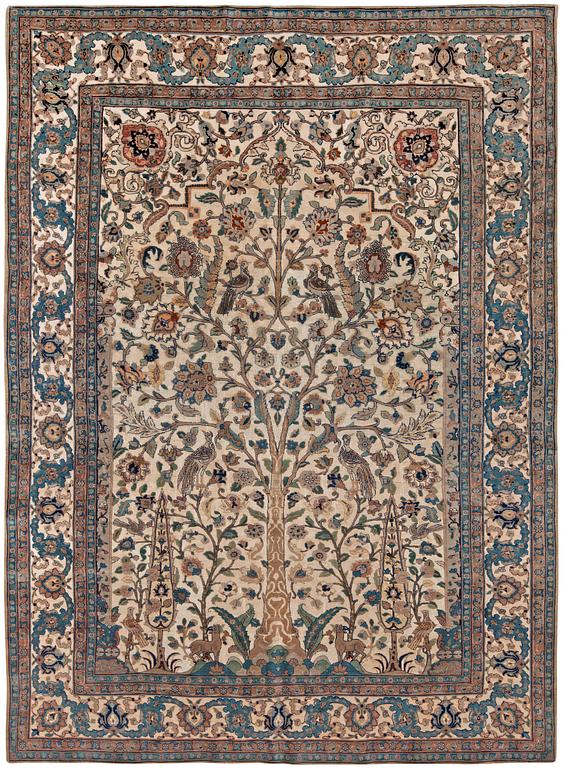 SEMI-ANTIQUE TABRIZ SOUF PART SILK (in relief). 286 x 212 cm.