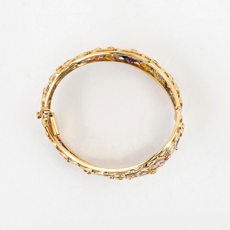 Armring, 18K gold with coloured gemstones, Italy.