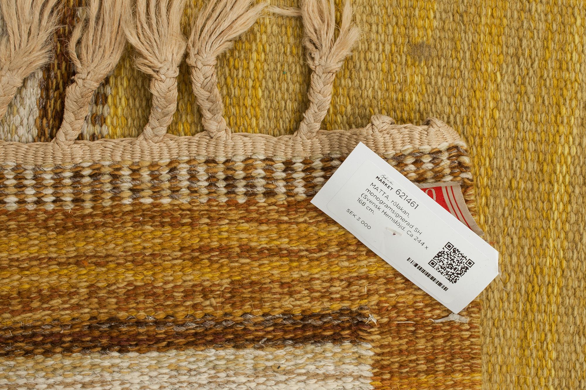 MATTA, rölakan, monogramsignerad SH (Svensk Hemslöjd. Ca 244 x 168 cm.