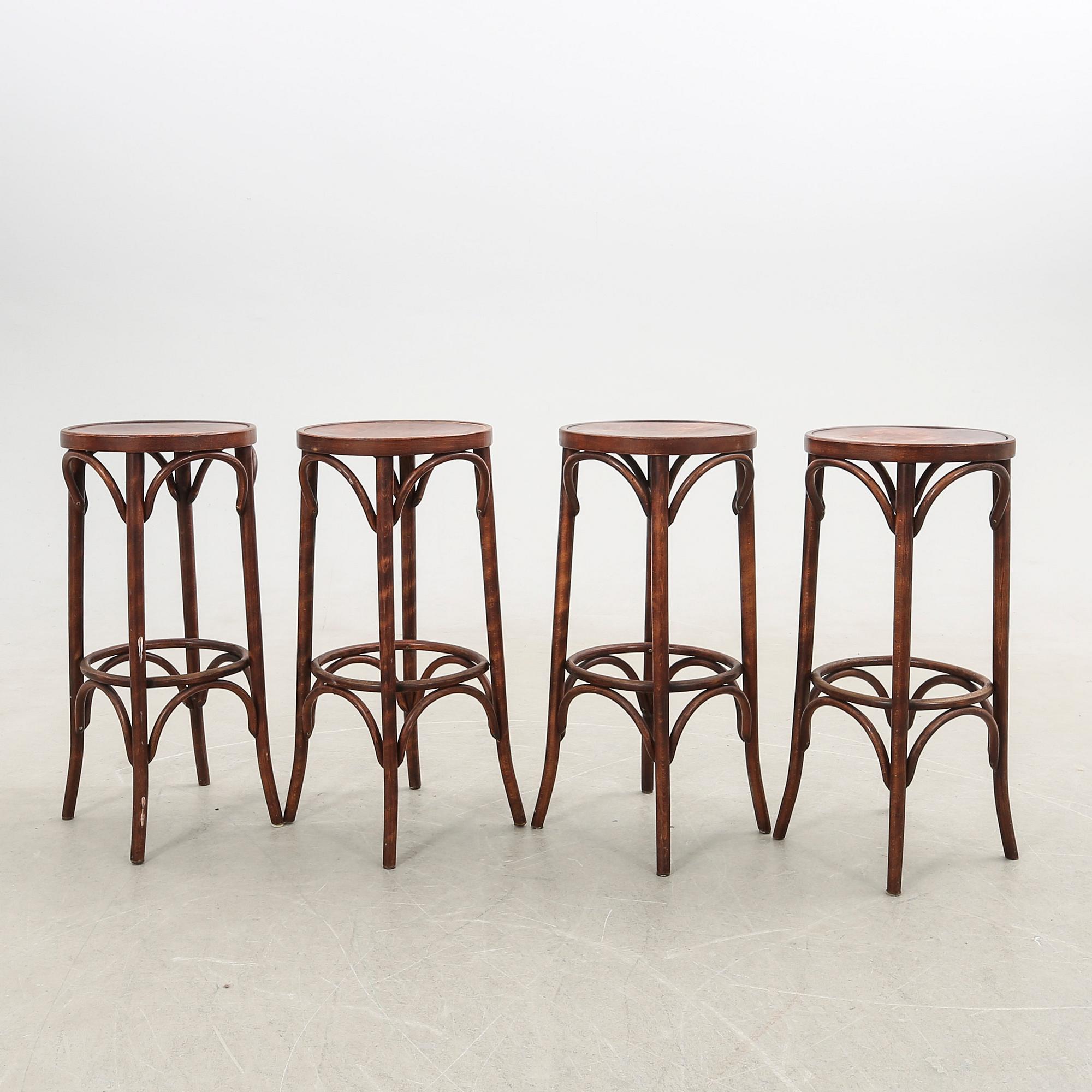 Bar stools, 4 pcs, 20th century.