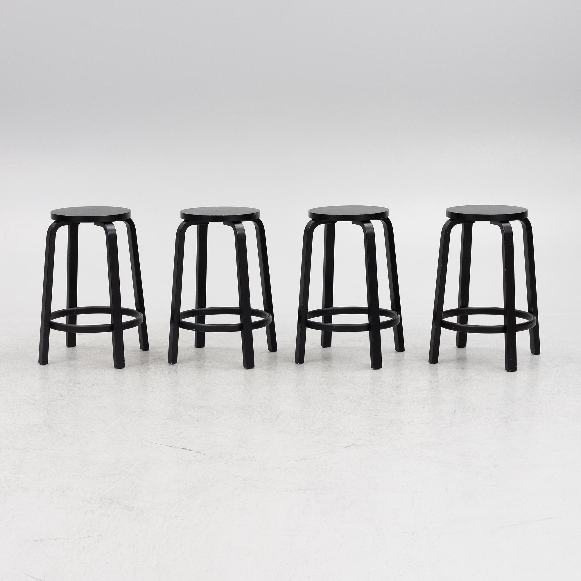 A set of four bar stools, model 64, Artek, Finland 2012 and 2013.