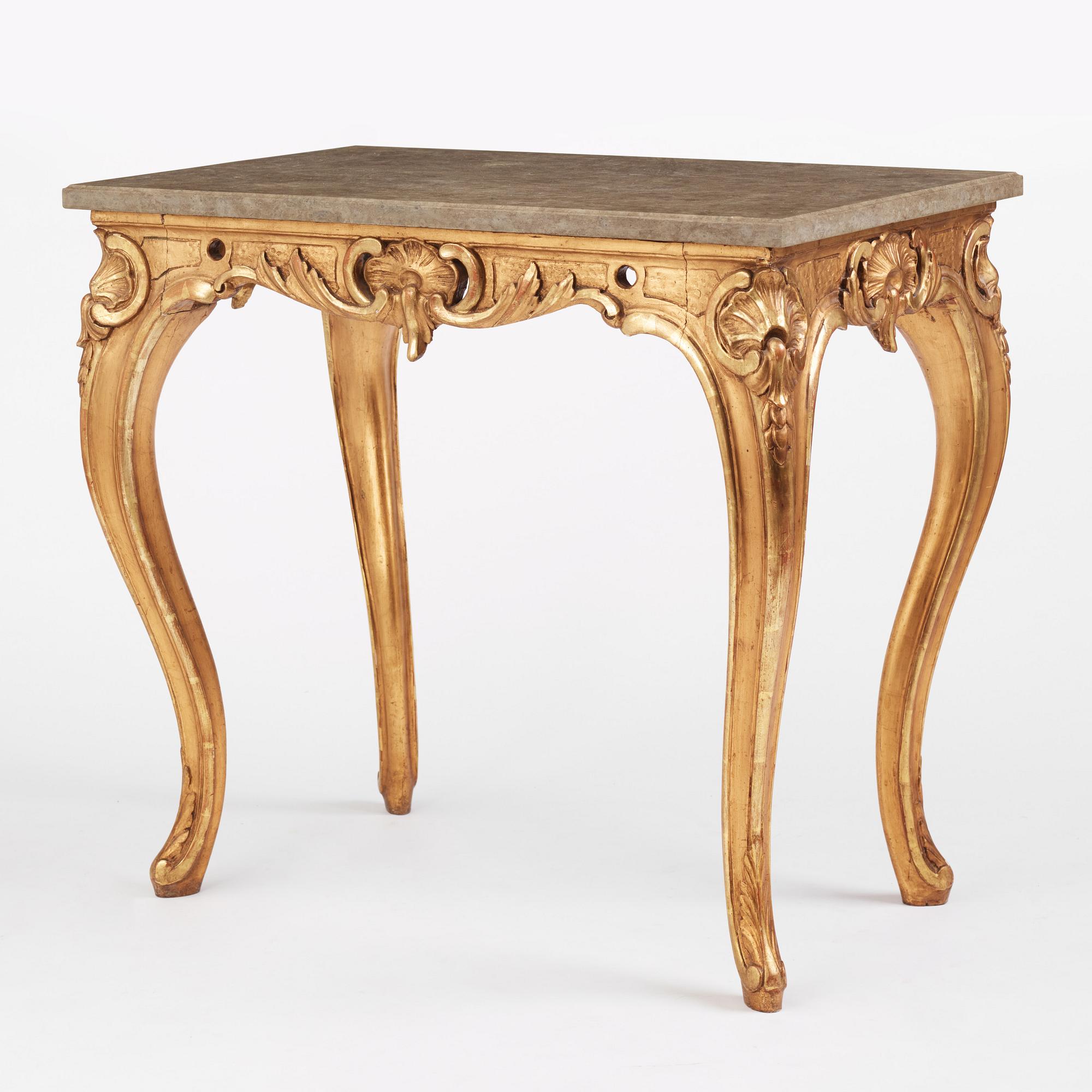 A Swedish rococo-style giltwood table, Stockholm, 19th century.
