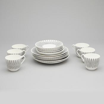 KAFFESERVIS, 12 delar, benporslin, "Salix", Stig Lindberg, Gustavsberg.