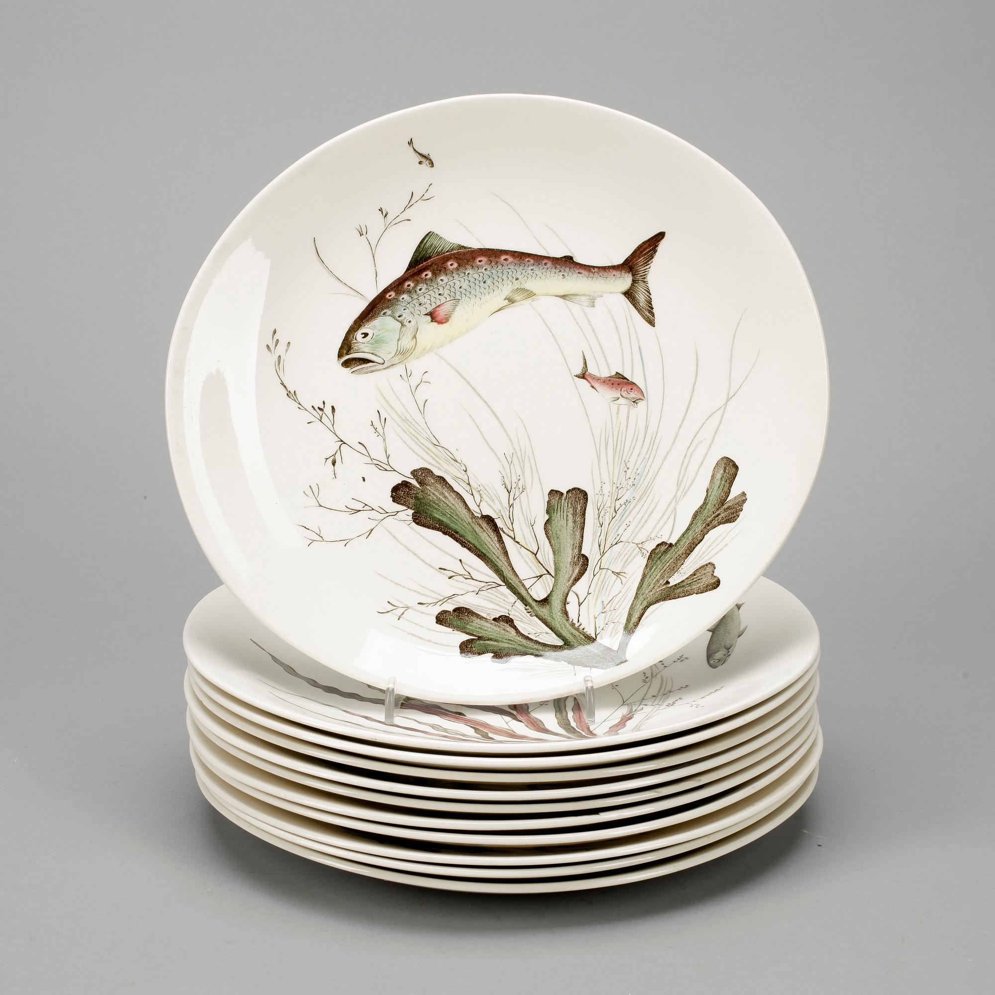 FISKTALLRIKAR, 12 delar, "Fish" Johnson Bros. England, 1900-talets andra hälft.