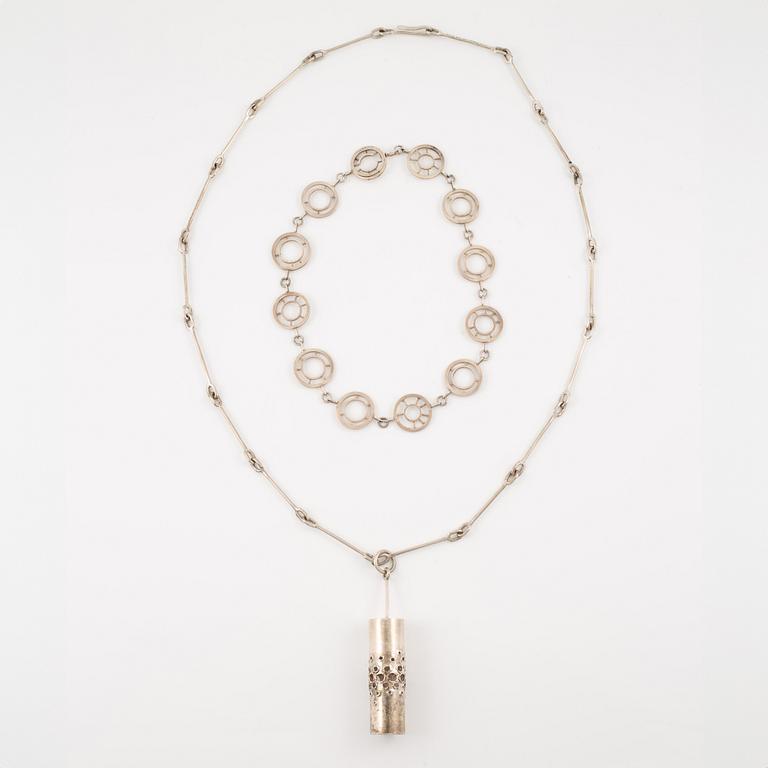 Lars Arby, two necklaces, sterling silver, Gothenburg 1965 and 1967.