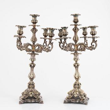 A pair of silver plated candelabra, probably CE Halldin, Kopparberg. Circa 1900.