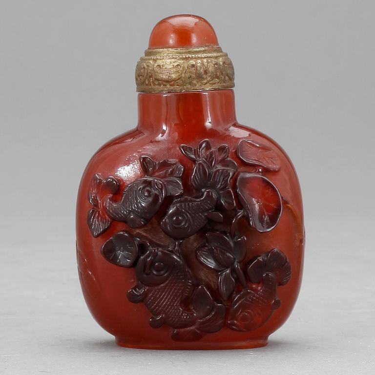 SNUSFLASKA, sannolikt Bärnsten, Kina, 1800/1900-tal.