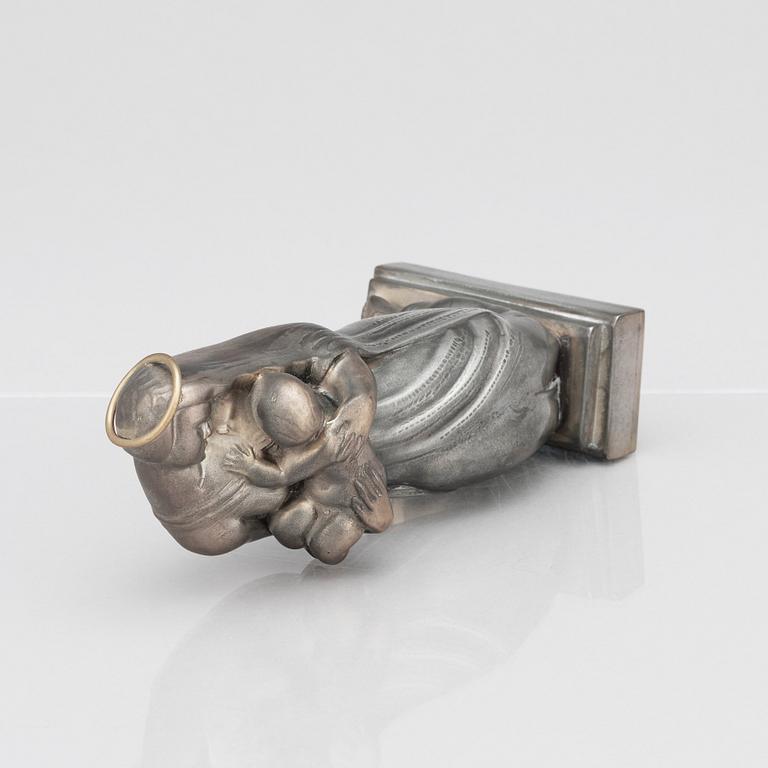 Thorwald Alef, a part gilt pewter sculpture 'Madonna and child', Firma Svenskt Tenn, Stockholm 1975.