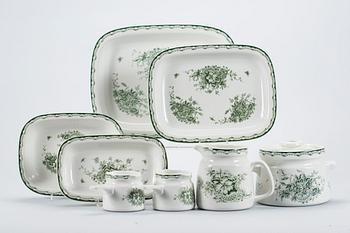 SERVISDELAR, 76 delar, flintgods, "Gröna Anna", Rörstrand.