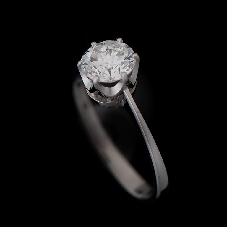 A RING, brilliant cut diamond, 18K white gold.