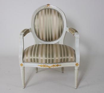 KARMSTOL, gustaviansk stil, 1800/1900-tal.