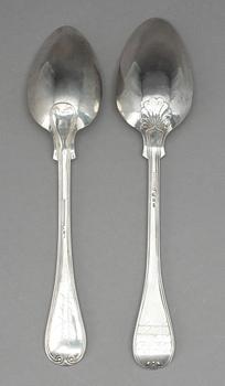BELÖNINGSSKEDAR, 2 st, silver, J A Selling, Härnösand, 1886 samt KG Markström, Uppsala 1908. Tot vikt 126 gram.