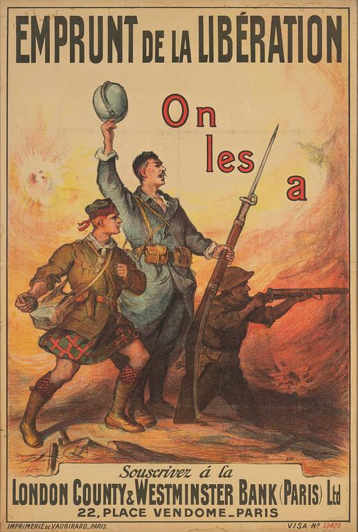 Firmin-Bouisset, a vintage lithographic poster, Imprimerie de Vaugirard, Paris, Frankrike, 1918.