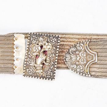 An Ottoman Empire silver belt, Turkey, circa 1880. Total weight approx. 418 g.
