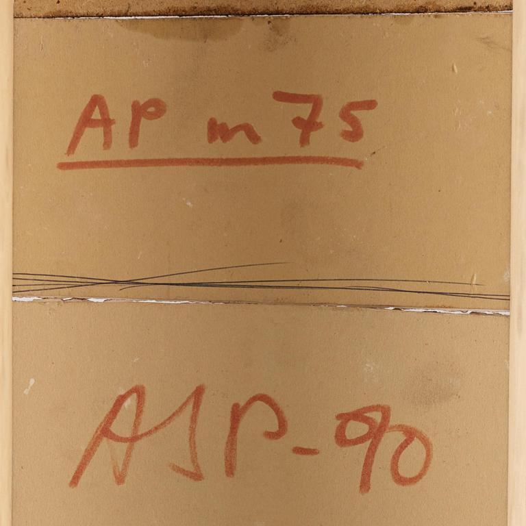 Arvid Pettersen, signed AJP and dated -90 on verso. Mixed media on panel.
