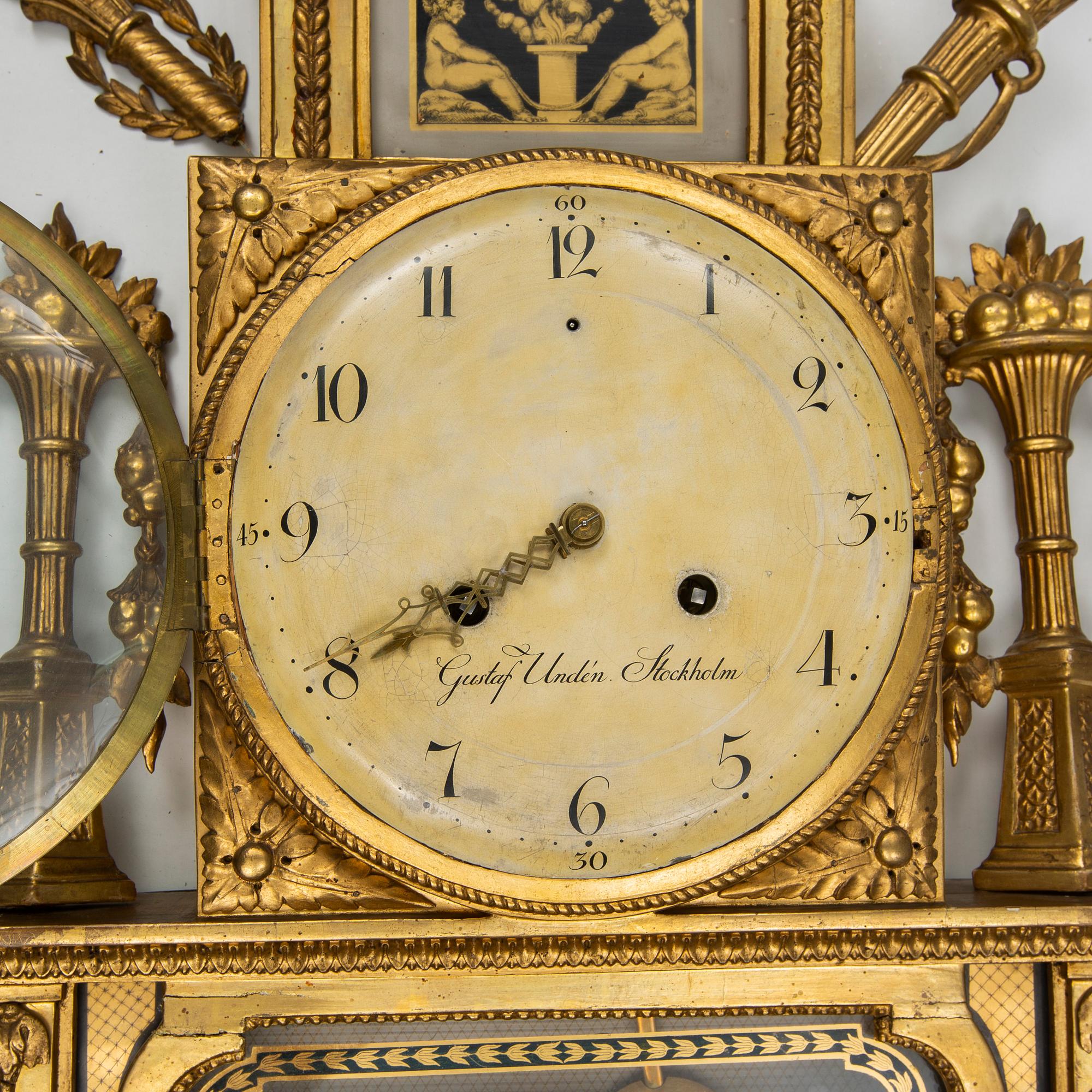 A late Gustavian wall clock by Gustaf Undén.