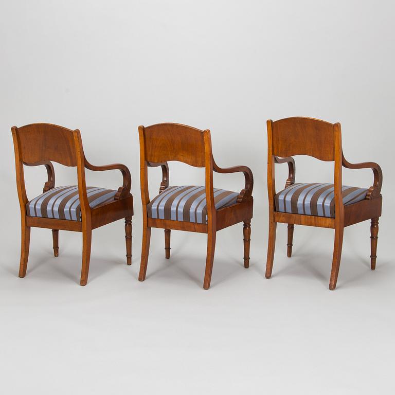A set of three Biedermeier armchairs, probably St. Petersburg  1820s.
