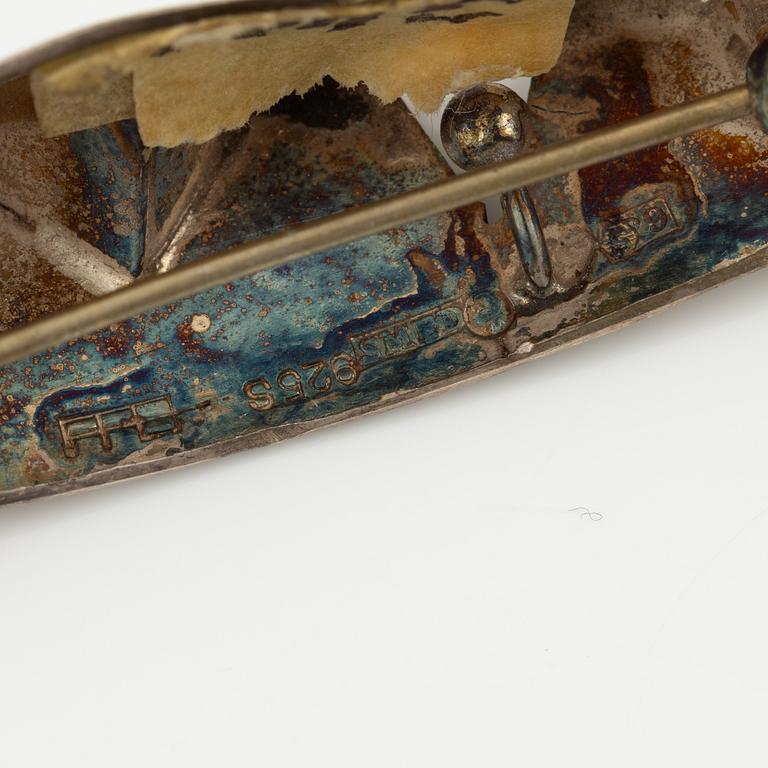 Lars Arby, two brooches and a necklace, sterling silver and enamel, Gothenburg.
