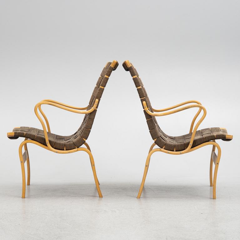 Bruno Mathsson, a pair of 'Eva' armchairs, Firma Karl Mathsson, Värnamo, 1960-61.