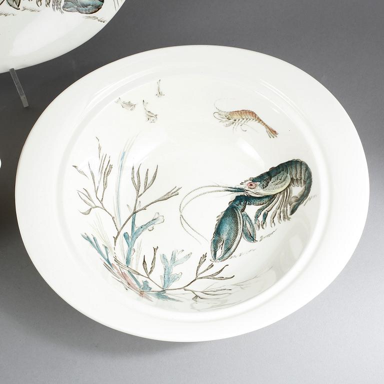 SERVISDELAR, 14 delar, flintgods, "Fish", Johnson Bros, England, 1900-tal.