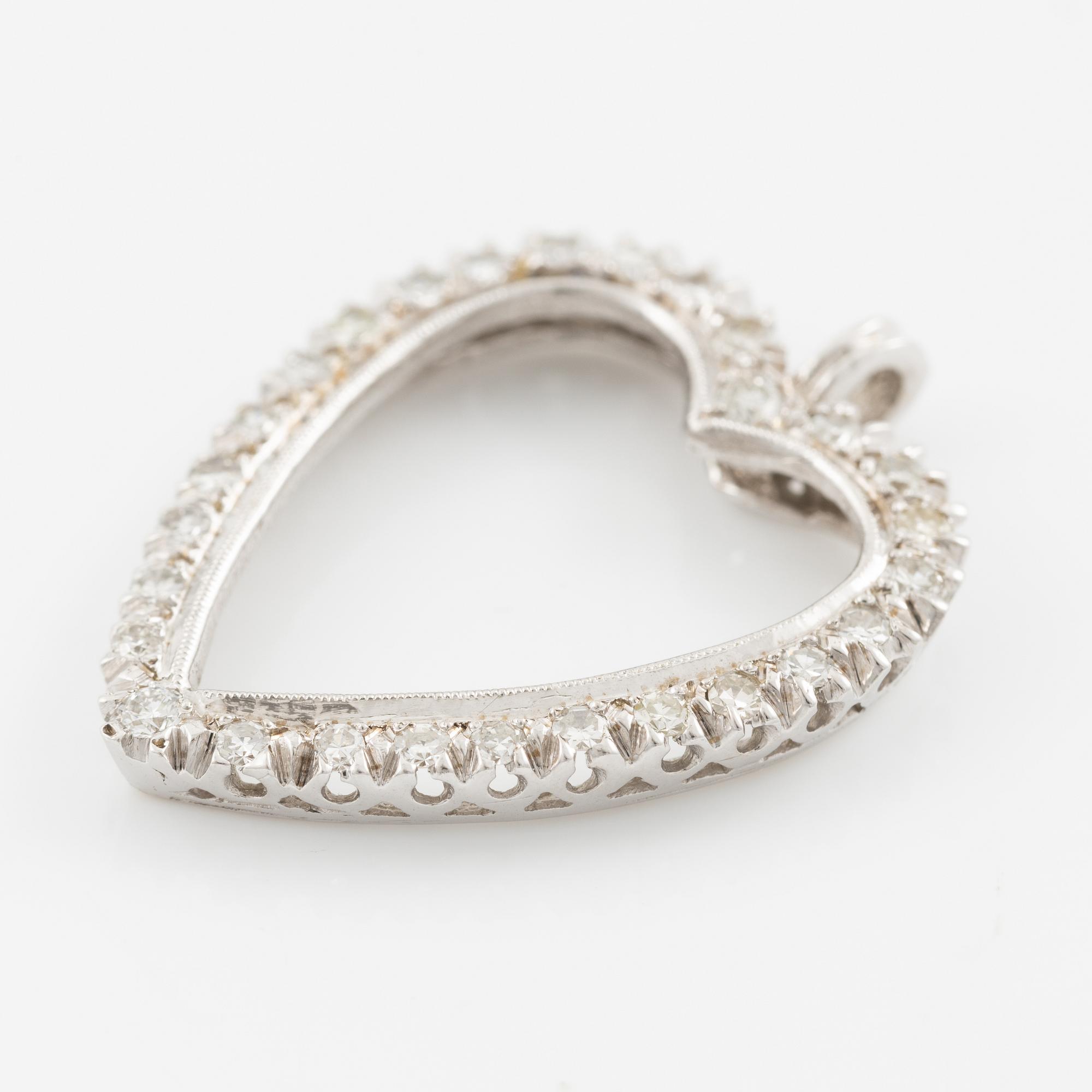 Hänge, i form av hjärta, 14K vitguld med åttkantslipade diamanter.