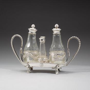 A Swedish 18th century silver cruet-set, Anders Brandt, Norköping 1786.