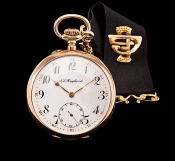 A POCKET WATCH WITH CHATELAINE.