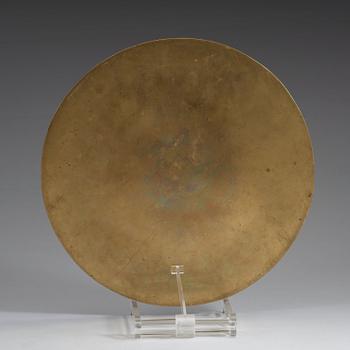 A large bronze mirror, late Qing dynasty with seal mark.