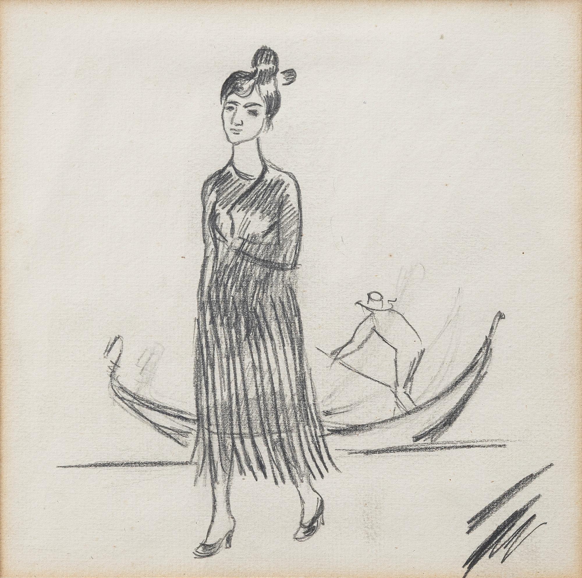 Einar Jolin, 'Woman with a Gondola in the Background'.